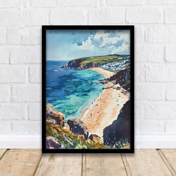 Staithes Watercolor Painting Yorkshire Coast Art Fishing Village Decor Gift For Sea Lovers And Coastal Enthusiasts
