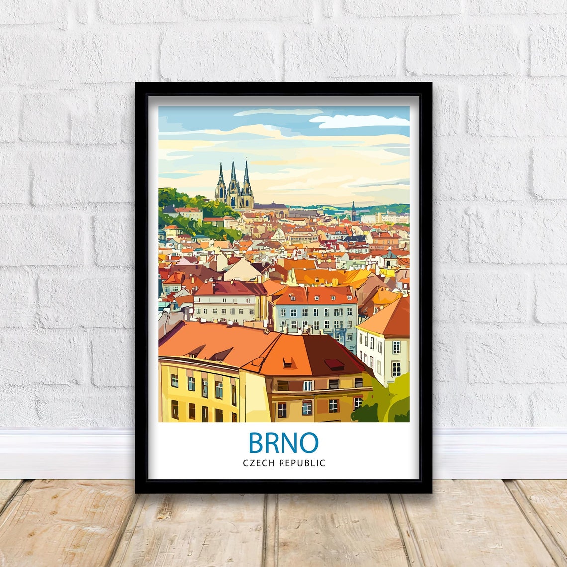 Brno Czech Republic Historic Old Town Rooftops Cathedral Poster