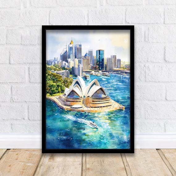 Sydney Harbor Watercolor Cityscape Art Print