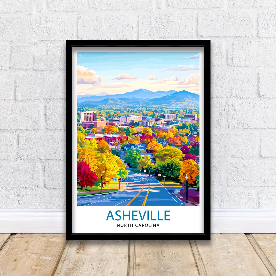 Asheville North Carolina Fall Foliage Downtown Blue Ridge Poster