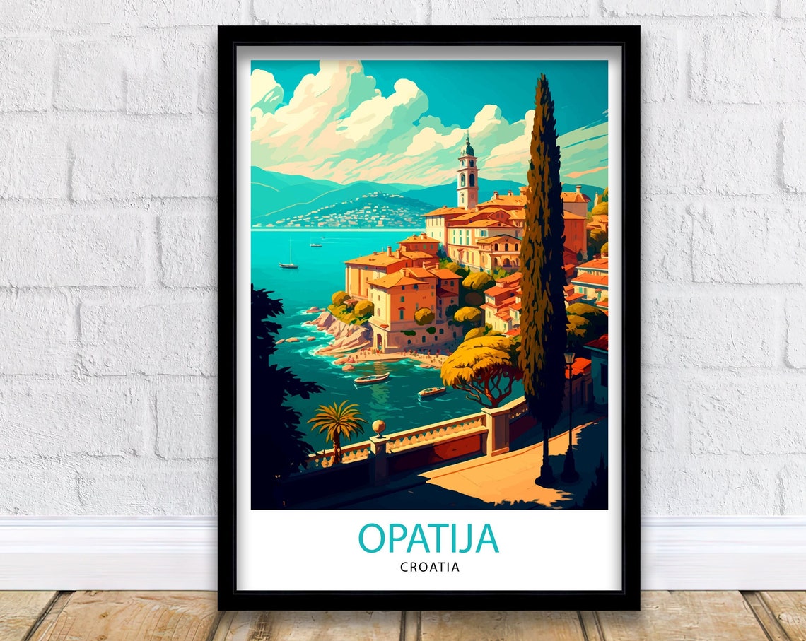Opatija Croatia Travel Print Opatija Wall Decor Opatija Home Living Decor Opatija Illustration Travel Poster Gift For Croatia Lovers Croatia