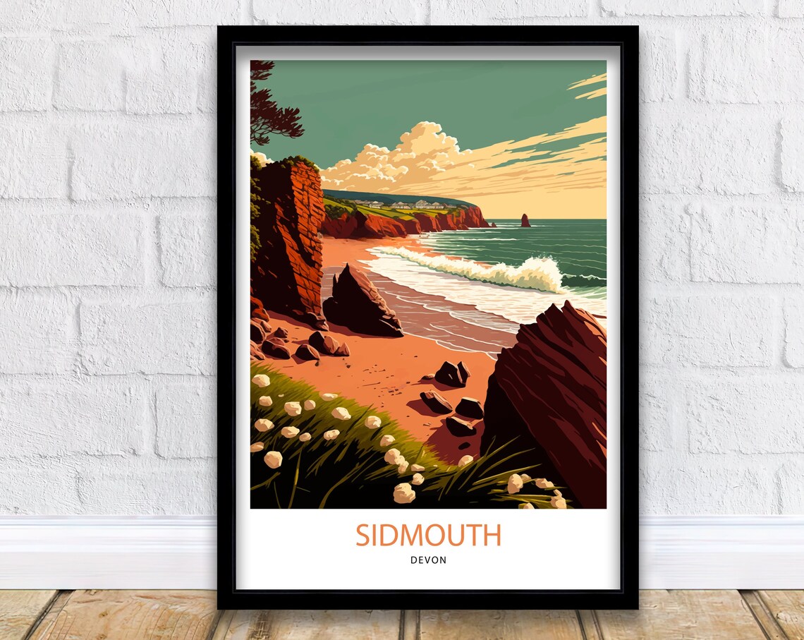 Sidmouth Jurassic Coast Travel Poster, Devon
