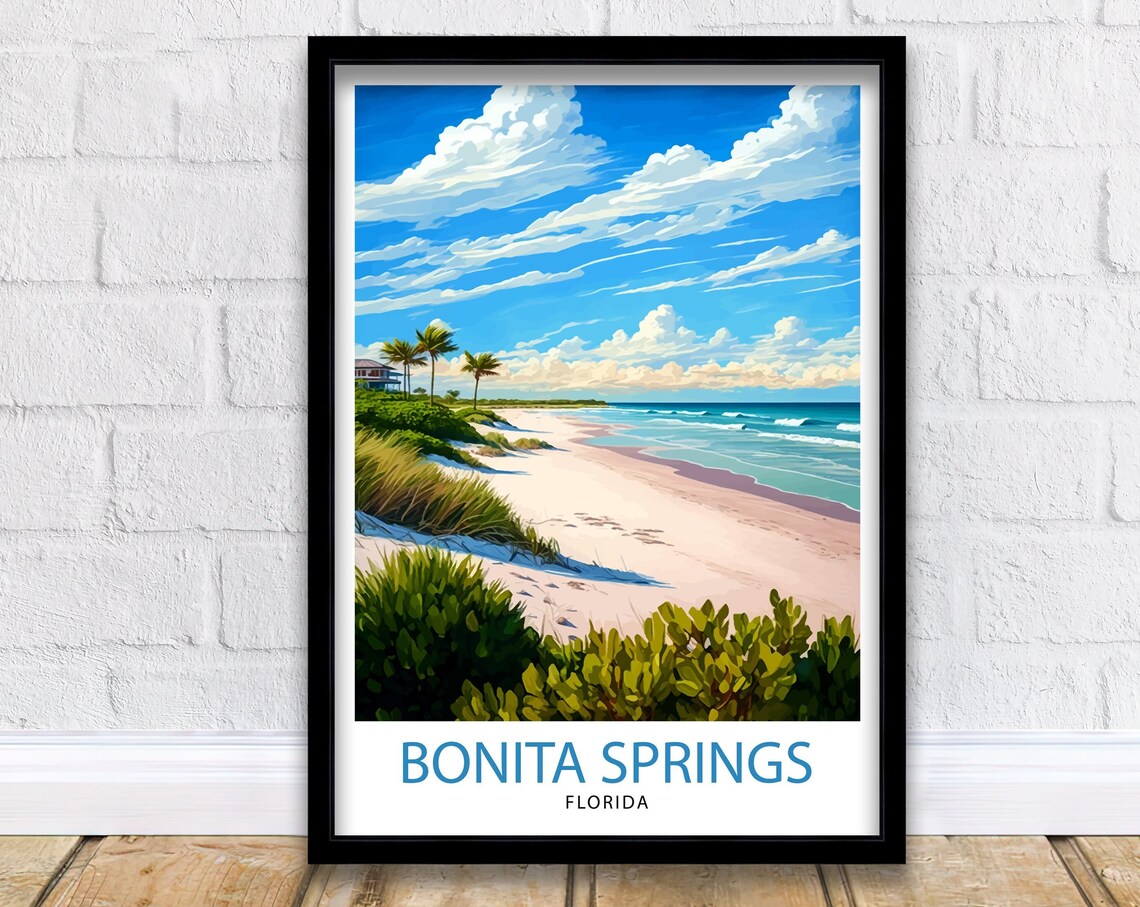 Bonita Springs Florida Travel Poster, Florida Beach