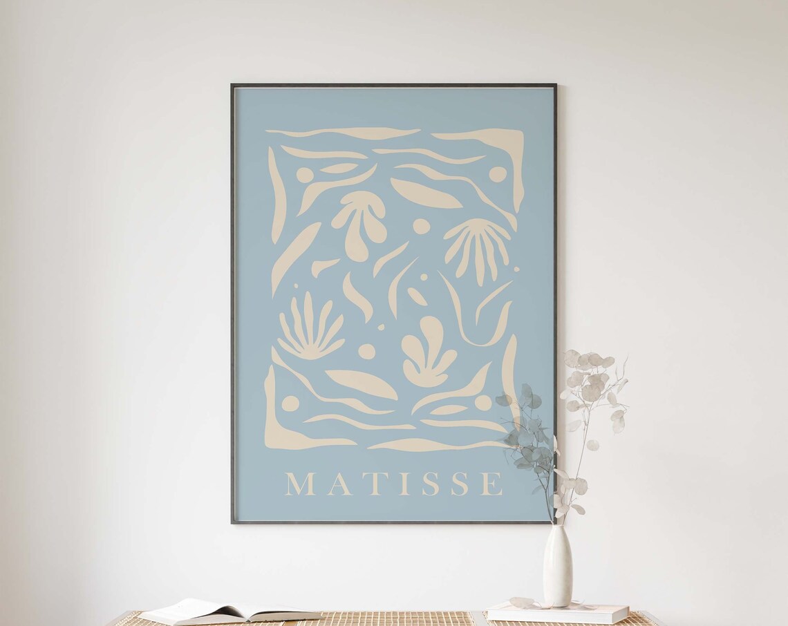 Henri Matisse Blue Abstract Organic Cut Out Shapes Art Poster
