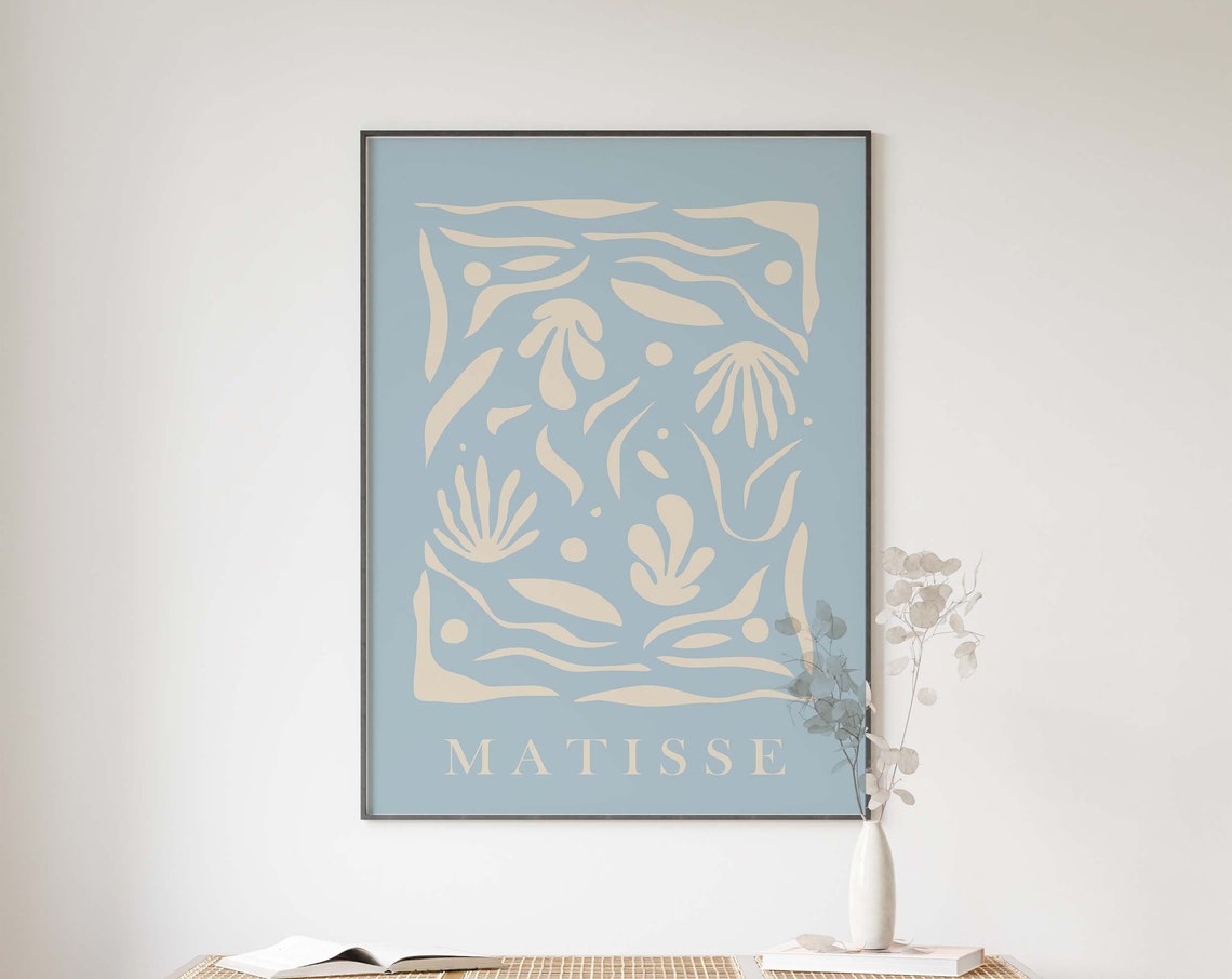 Matisse Inspired Art Pretty Blue Cut Outs Matisse Inspired Prints Henri Matisse A5 A4 A3 A2 Gallery Wall Home Decor Cut Outs