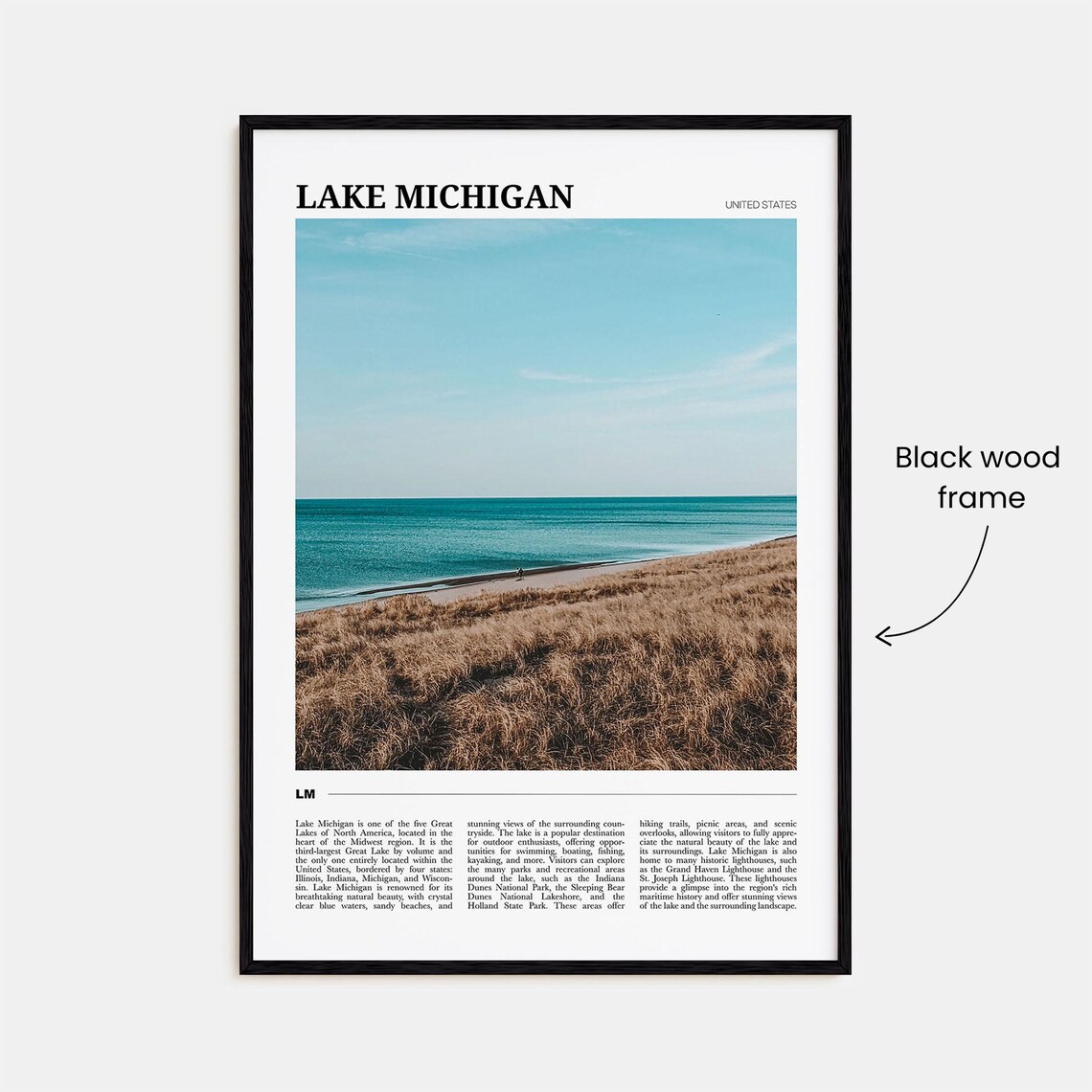 Lake Michigan Travel Poster, USA Lake Decor Art Print - Image 2