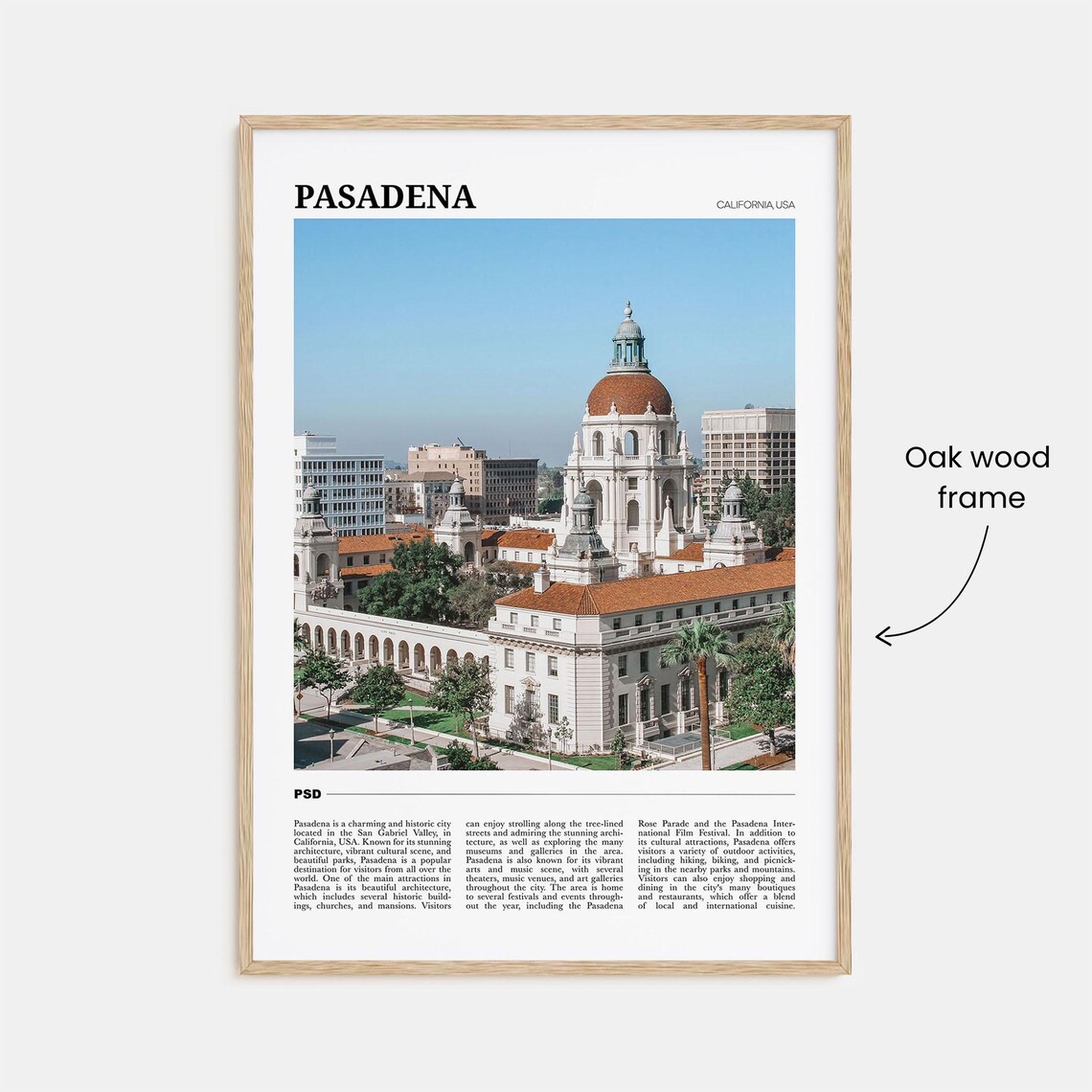 Pasadena California USA Historic City Hall Dome Landmark Poster - Image 3