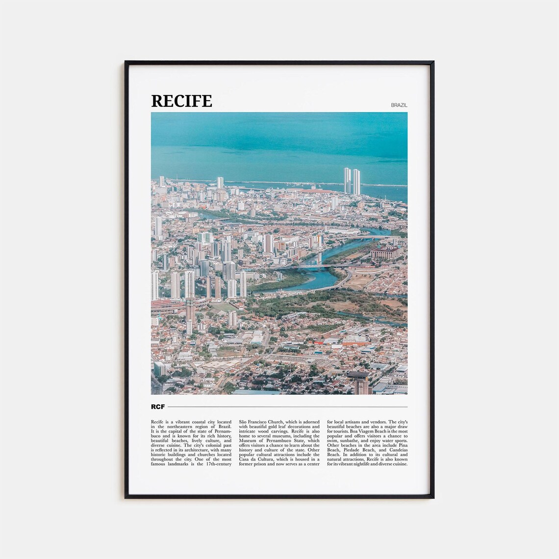 Recife Travel Poster, Brazil Wall Art Print