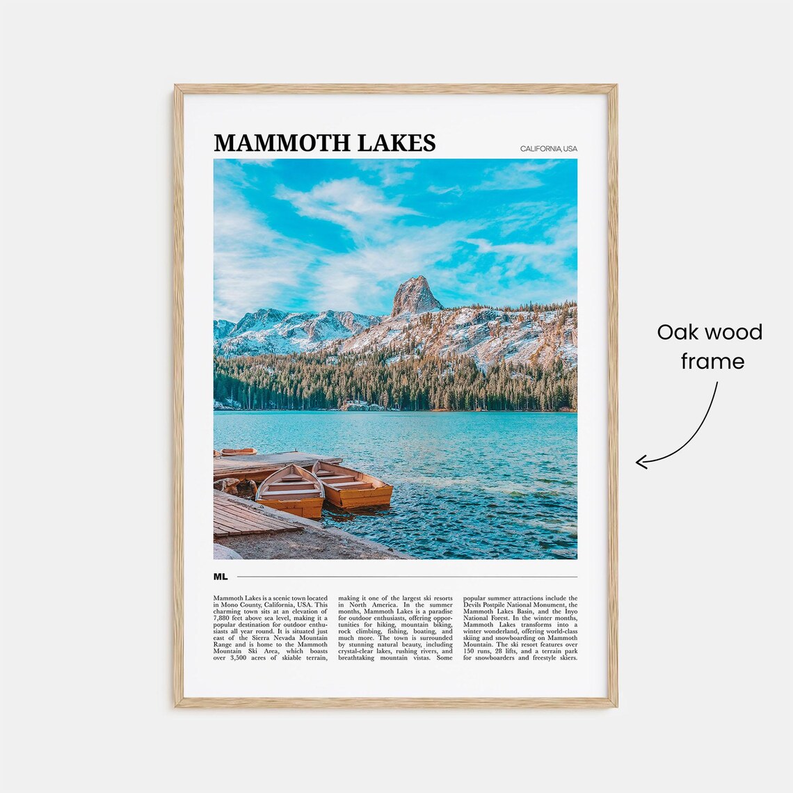 Mammoth Lakes California Alpine Lake Canoes Mountain View Poster - Image 3