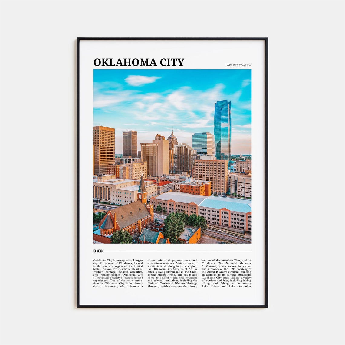 Oklahoma City Travel Poster No 1 Oklahoma City Wall Art Oklahoma City Poster Oklahoma City Photo Oklahoma City Decor Oklahoma Usa