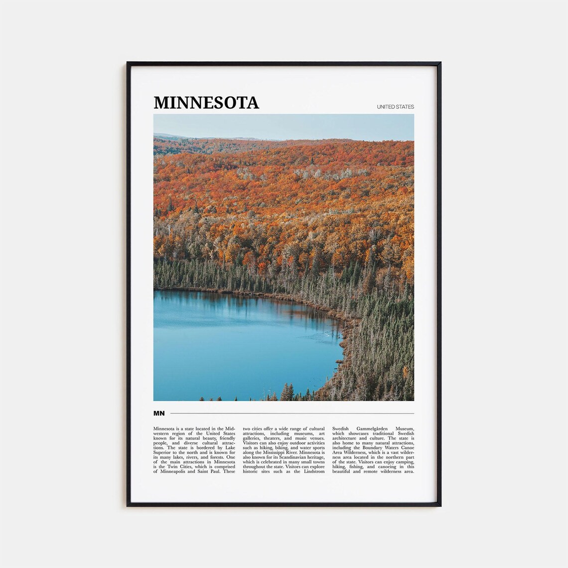 Minnesota Travel Poster No 2, USA Travel Poster