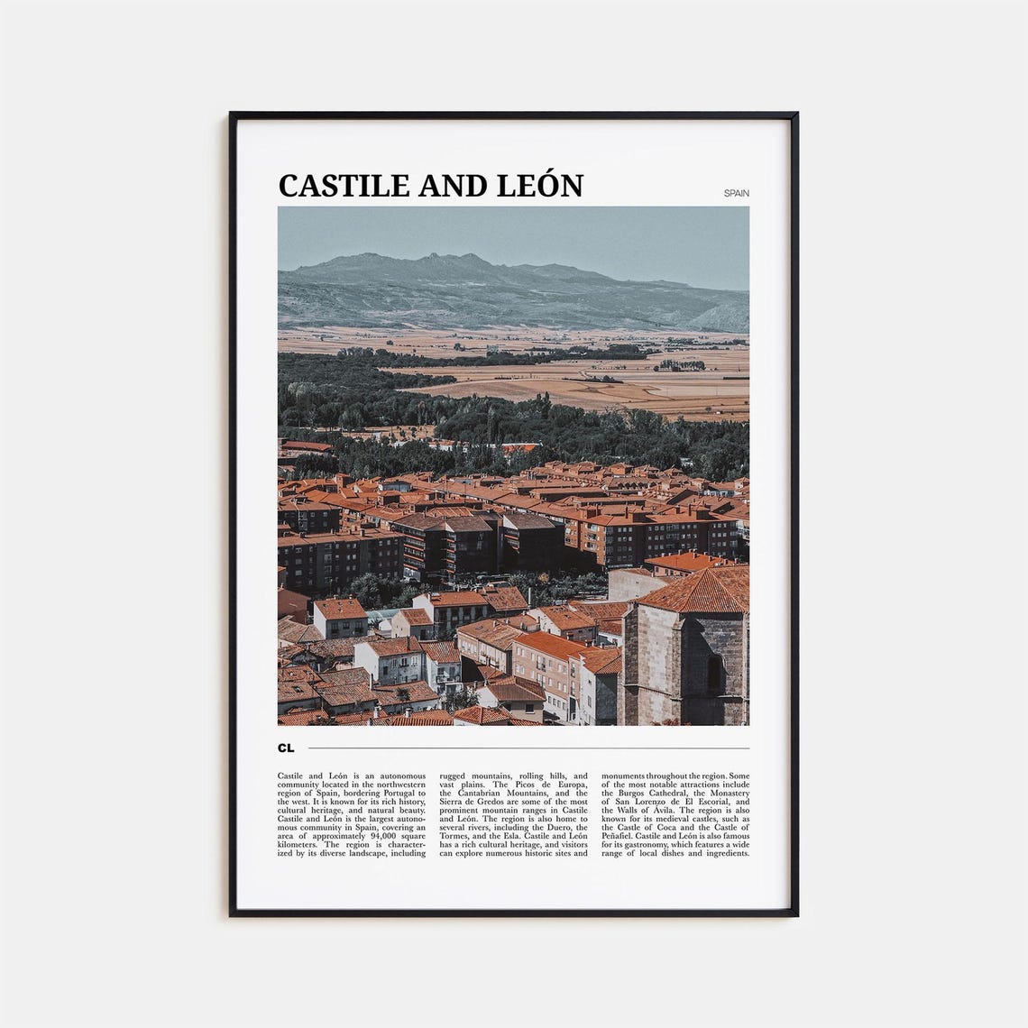 Castile and Leon Spain Red Roof Town Mountain View Photo Travel Poster