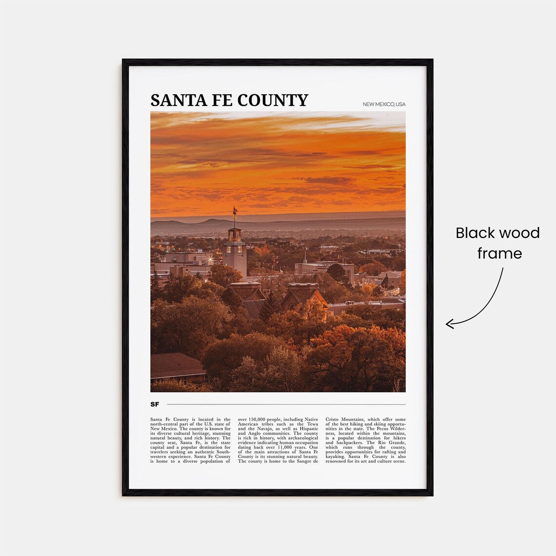 Santa Fe County New Mexico Adobe City Sunset Skyline Photo Poster - Image 2