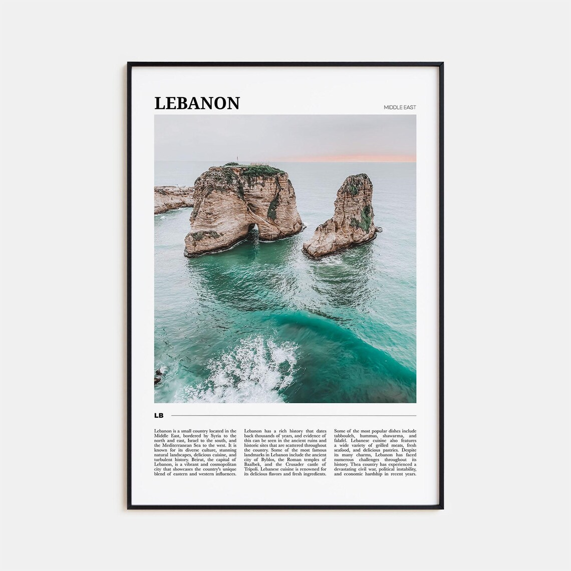 Lebanon Travel Poster, Middle East Wall Art