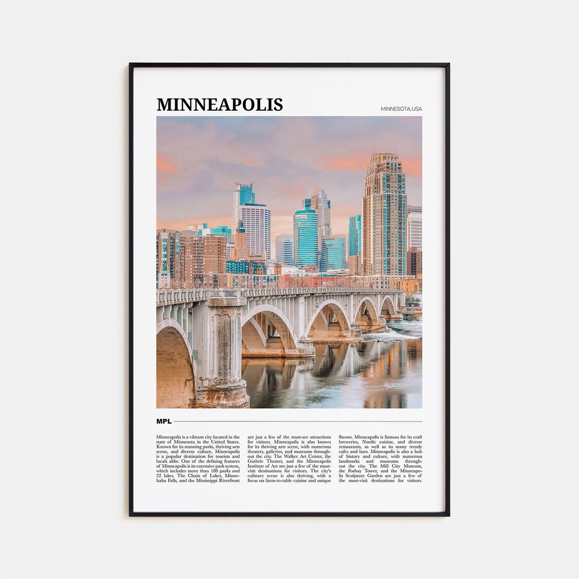 Minneapolis Travel Poster No. 2, Minnesota Travel Poster