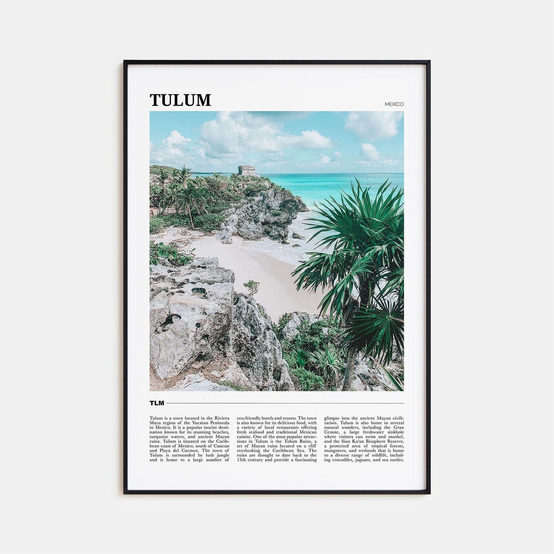 Tulum Mexico Mayan Ruins Cliff Beach Caribbean Sea Travel Poster