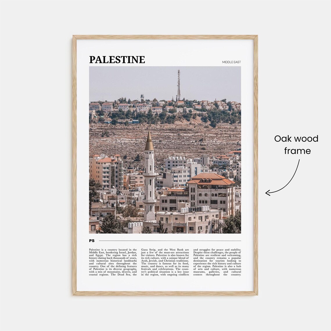 Palestine Middle East Travel Poster With Minaret Cityscape Photo - Image 3