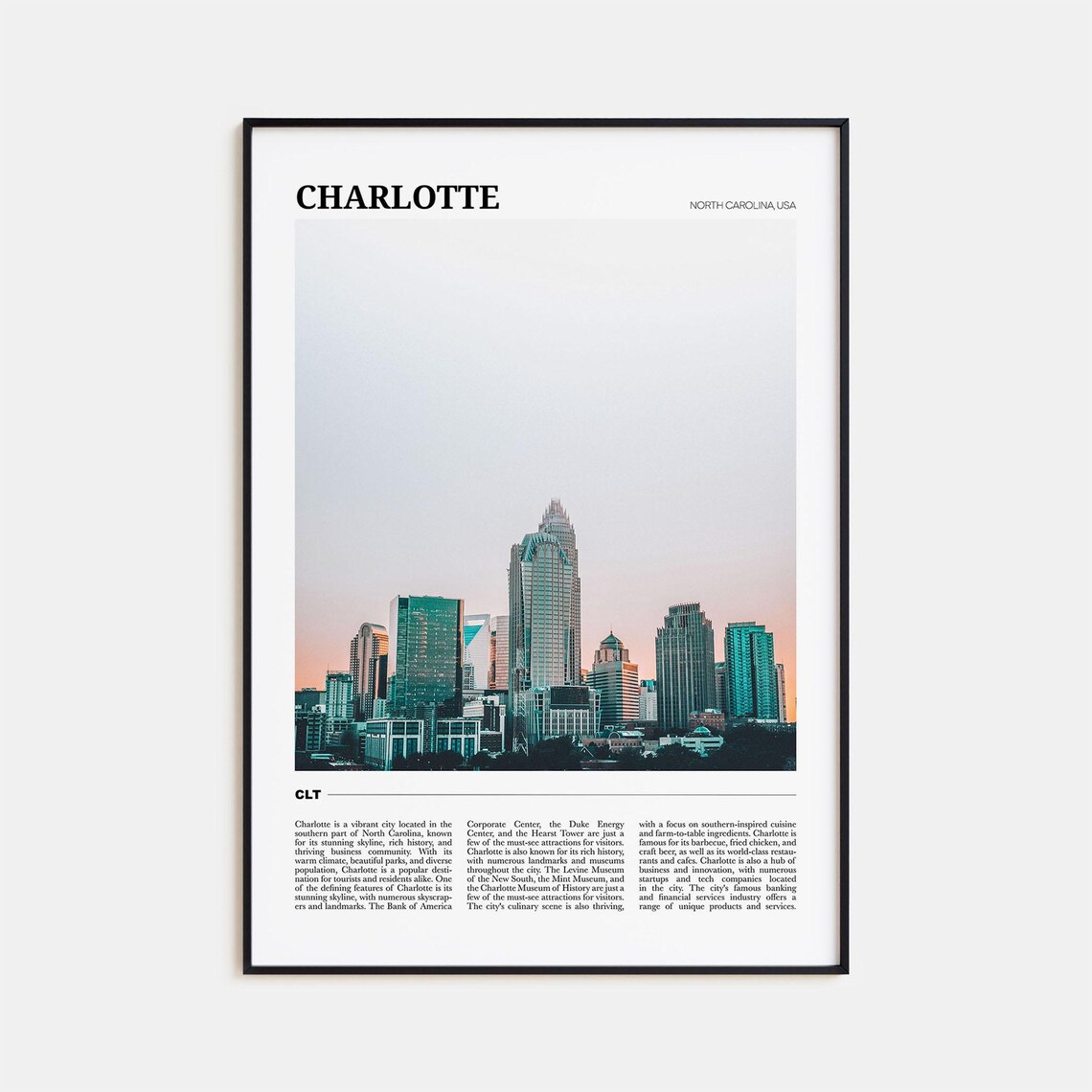 Charlotte Travel Poster, North Carolina USA Art Print