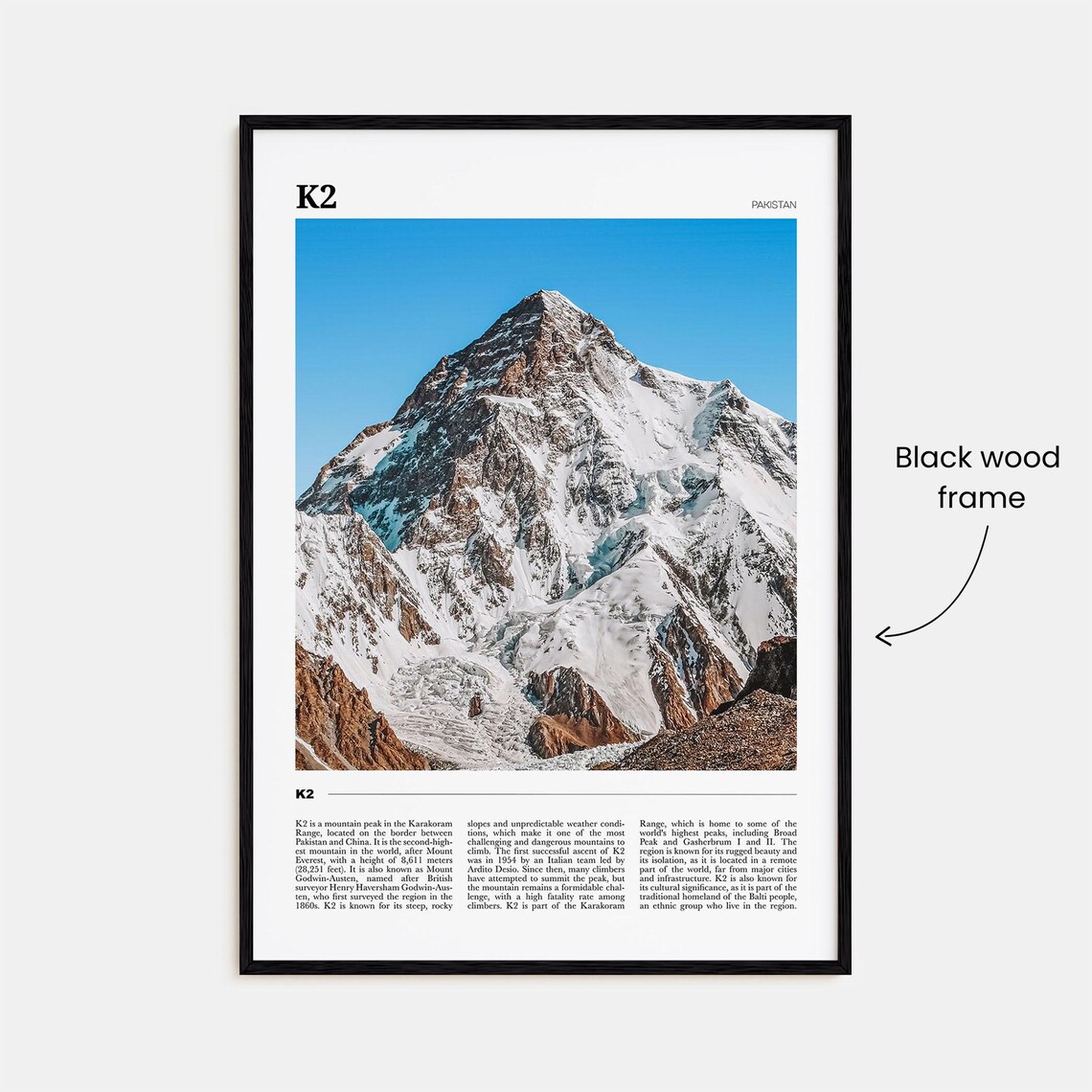 K2 Travel Poster, Pakistan Mountain Landscape - Image 2