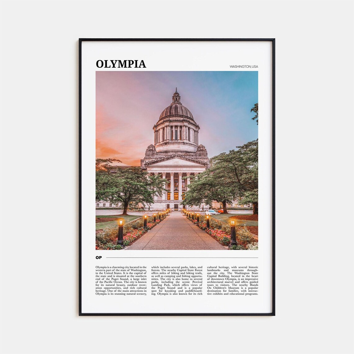 Olympia Washington USA State Capitol Sunset Dome Gardens Photo Poster