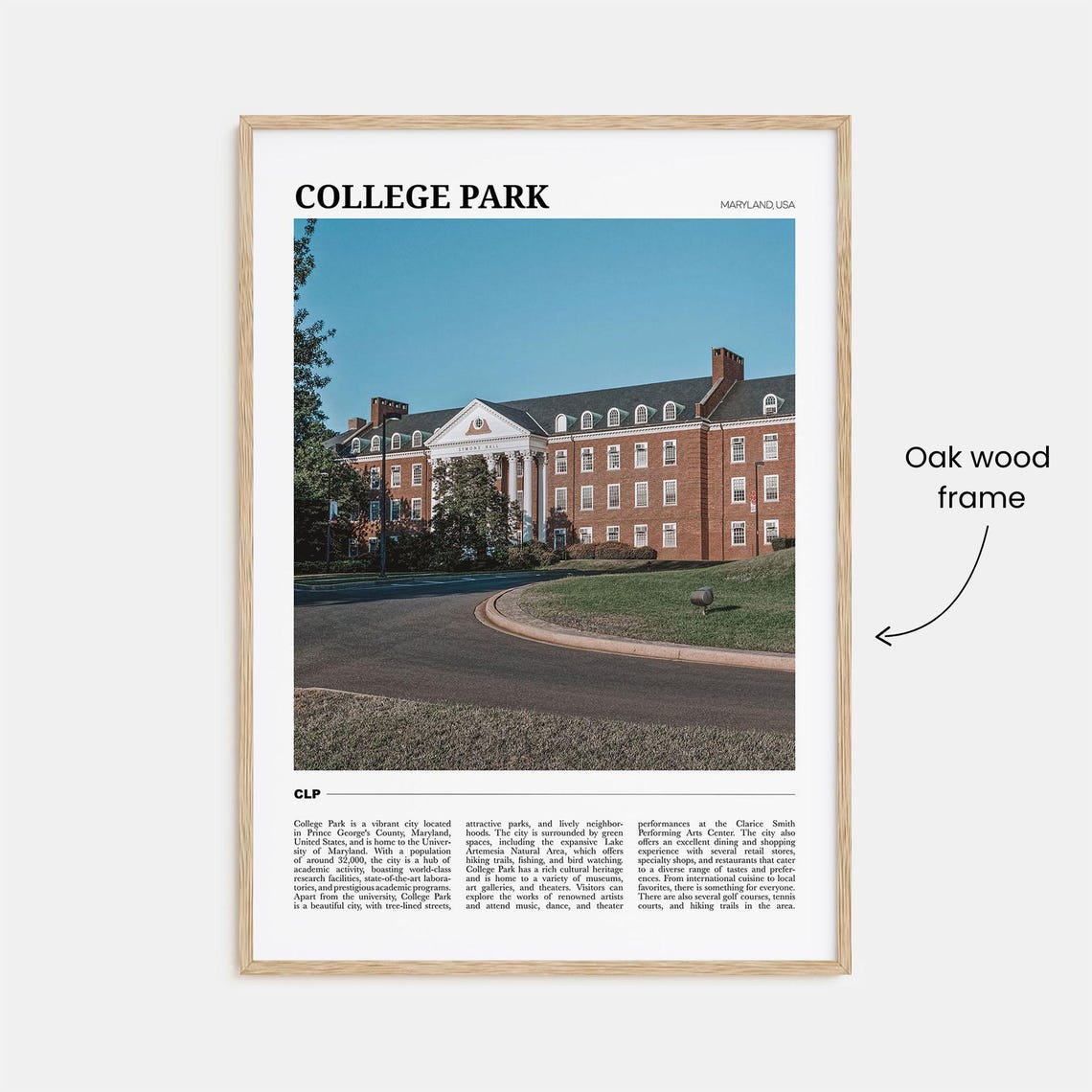 College Park Travel Poster College Park Wall Art College Park Poster Print College Park Photo College Park Decor Maryland Usa - Image 3