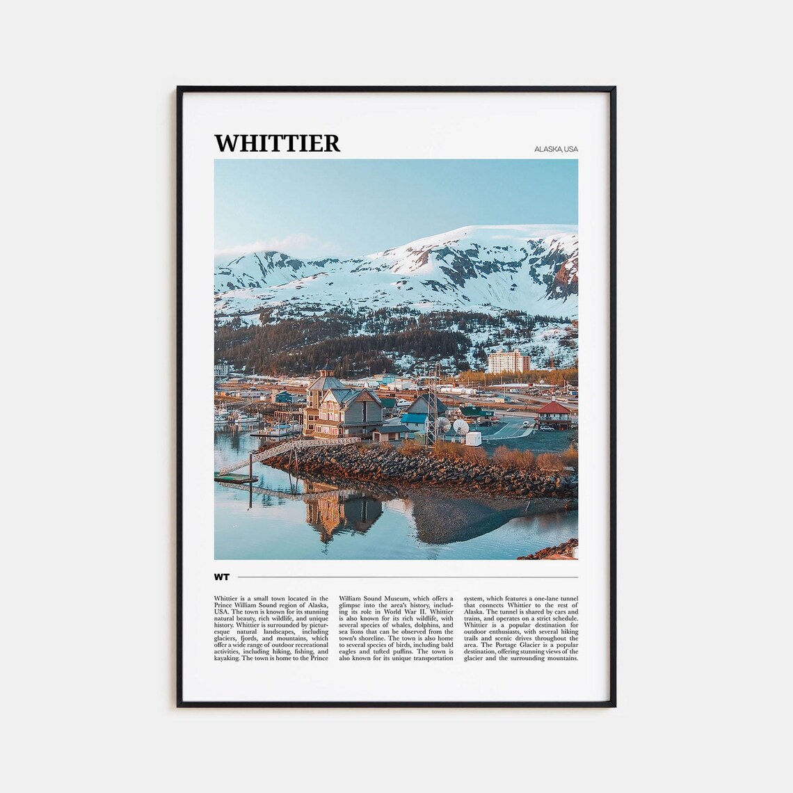 Whittier Alaska Travel Poster, Alaska USA Art Print
