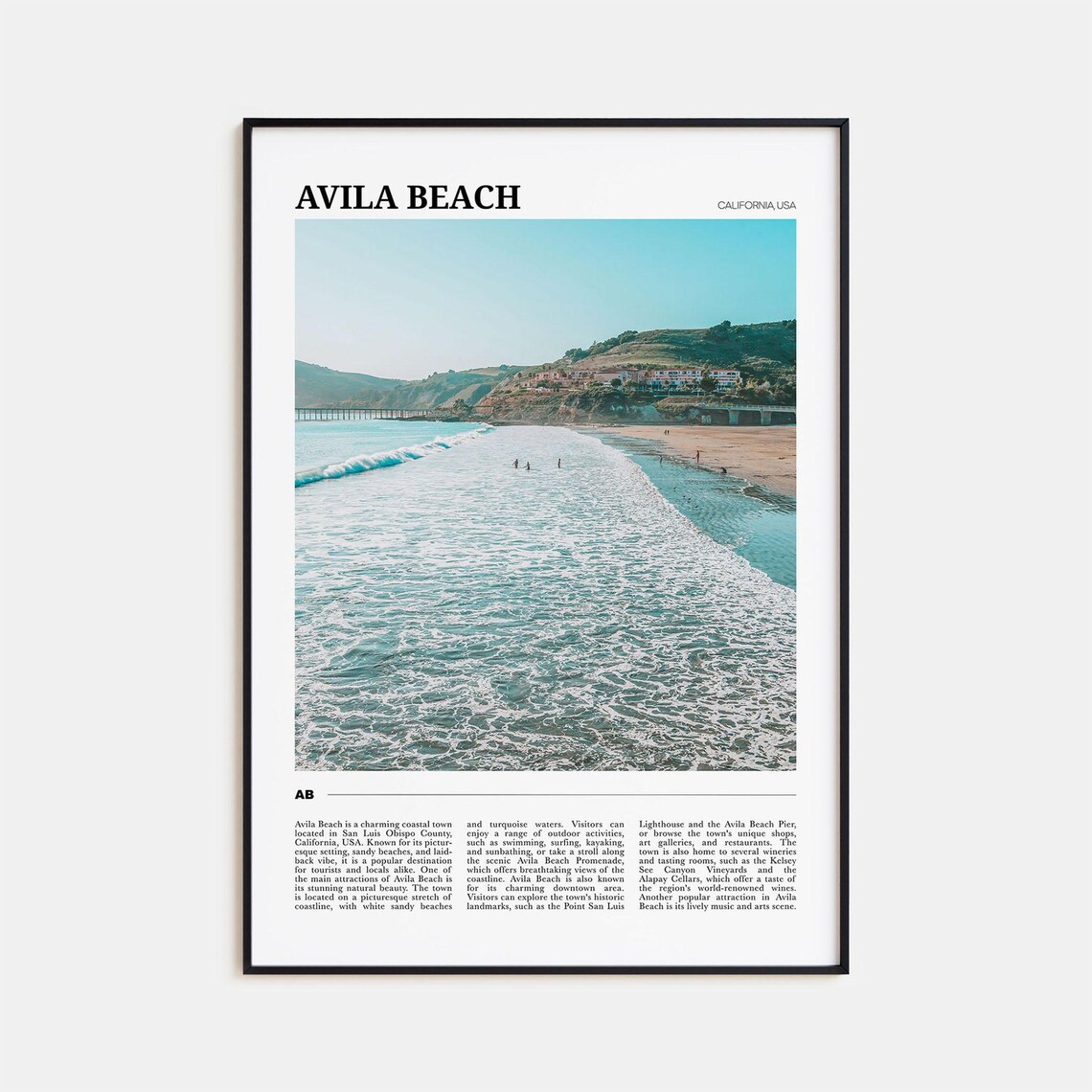 Avila Beach Travel Poster, California USA