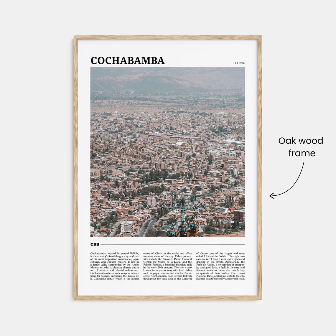 Cochabamba Bolivia Andean Valley City Aerial View Travel Poster - Image 3