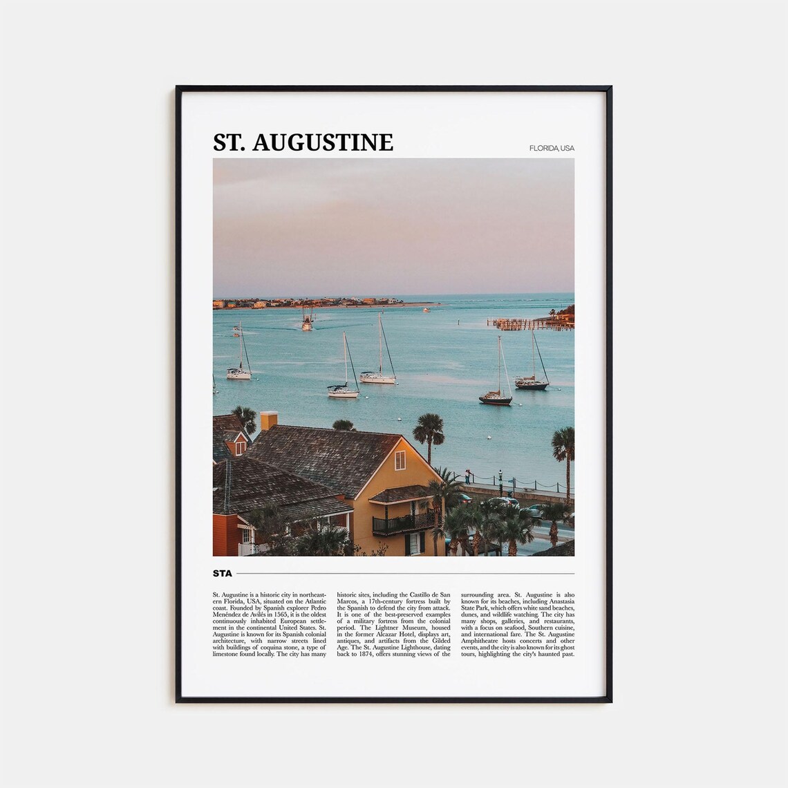 St Augustine Travel Poster, Florida USA Travel Poster