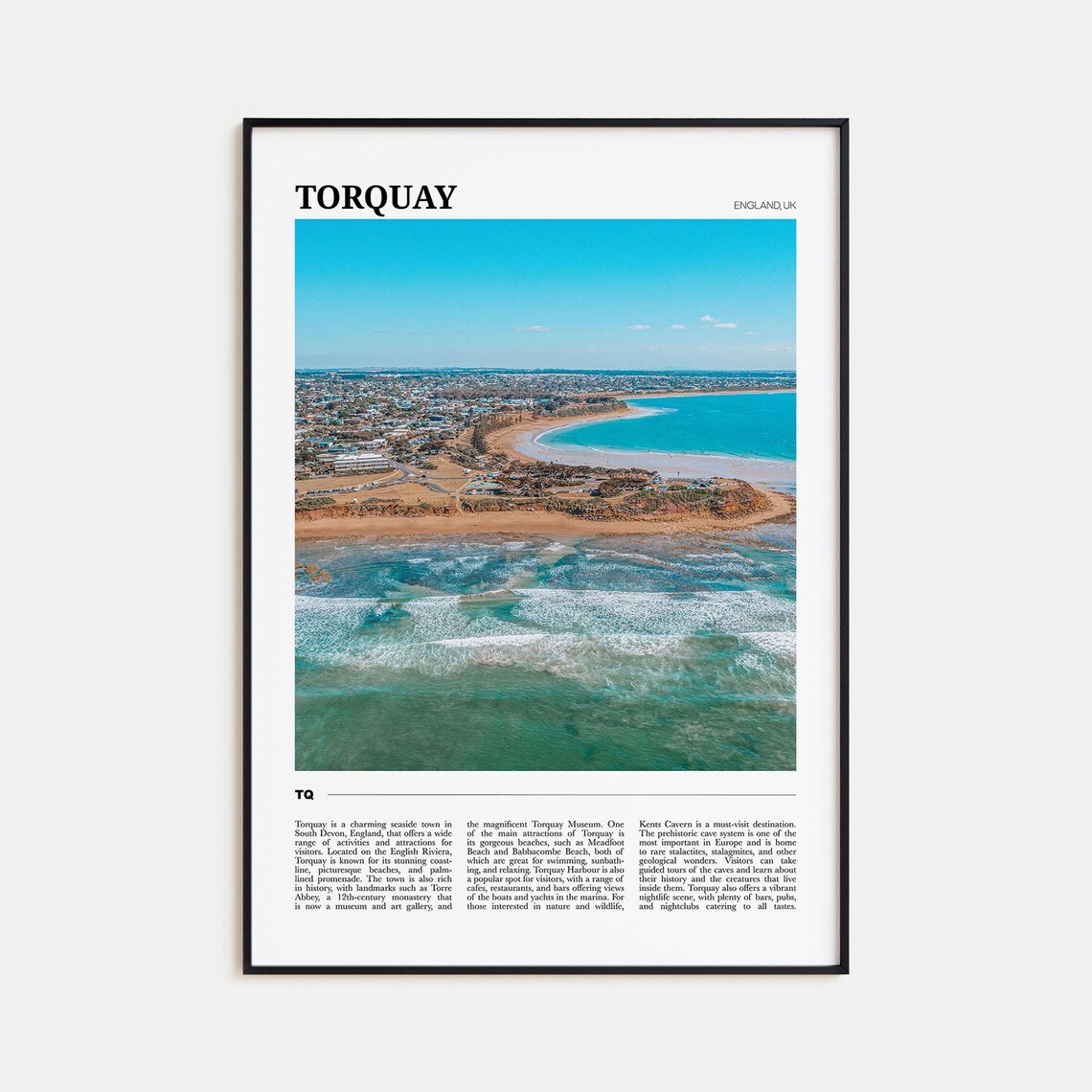 Torquay England UK English Riviera Aerial Beach Coastline Poster