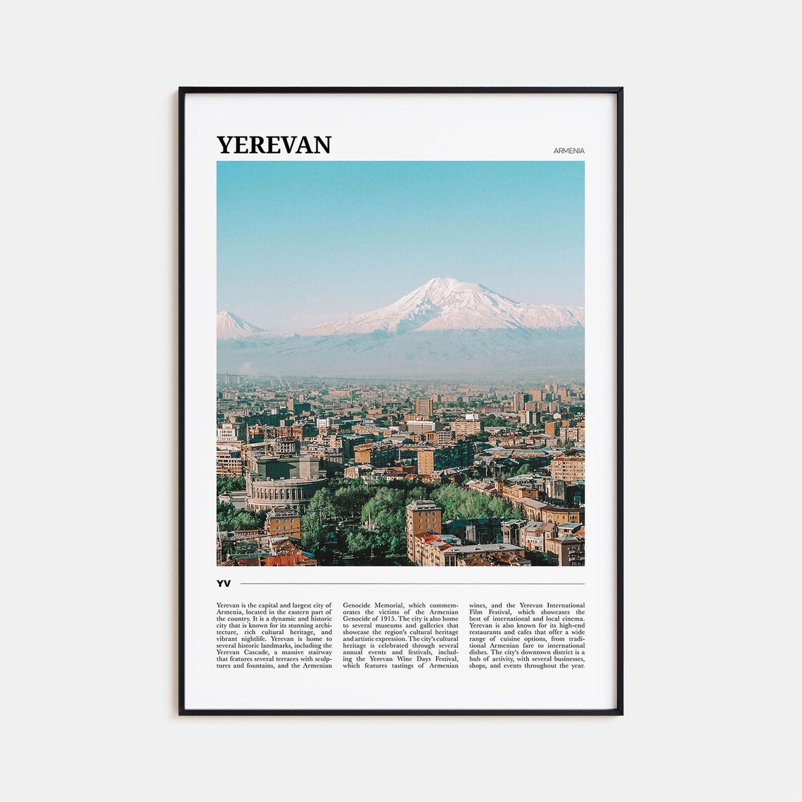 Yerevan Travel Poster, Armenia Wall Art Print
