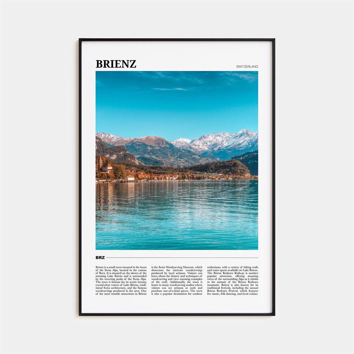 Brienz Travel Poster, Switzerland Wall Art Print