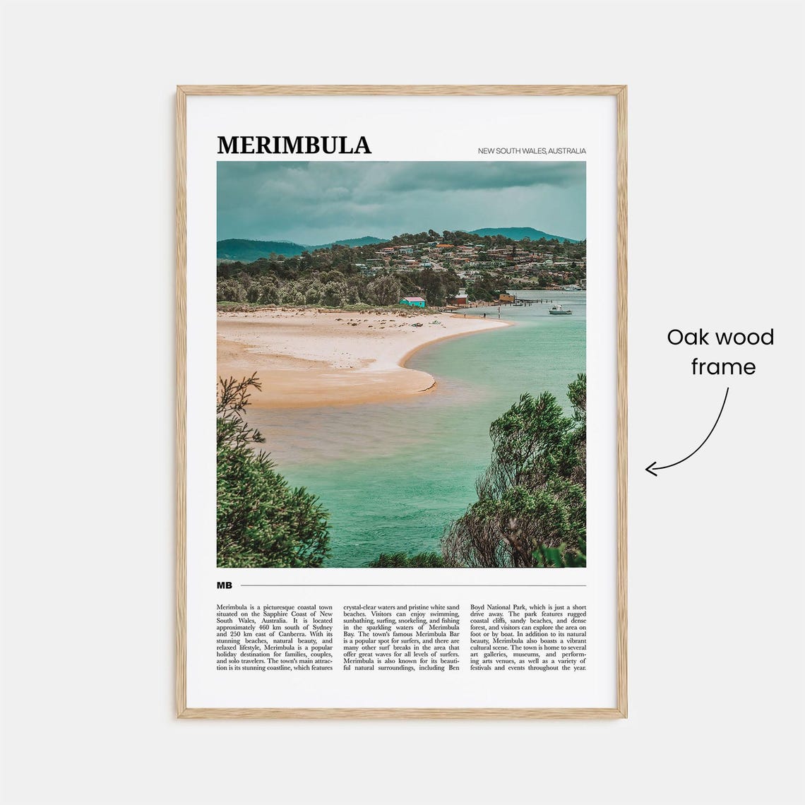Merimbula Australia Travel Poster Curved Beach Teal Water Coast View - Image 3