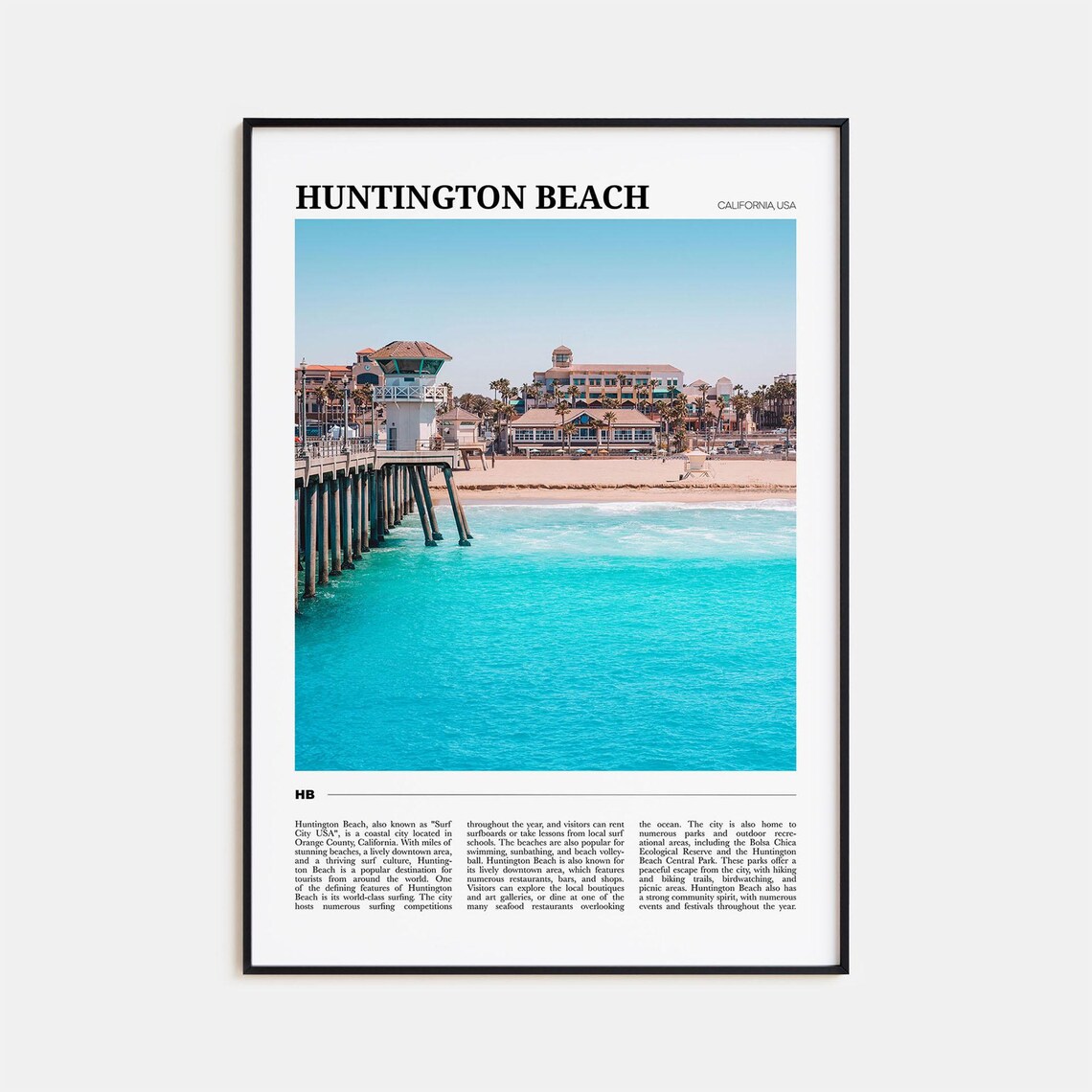Huntington Beach Travel Poster, California USA