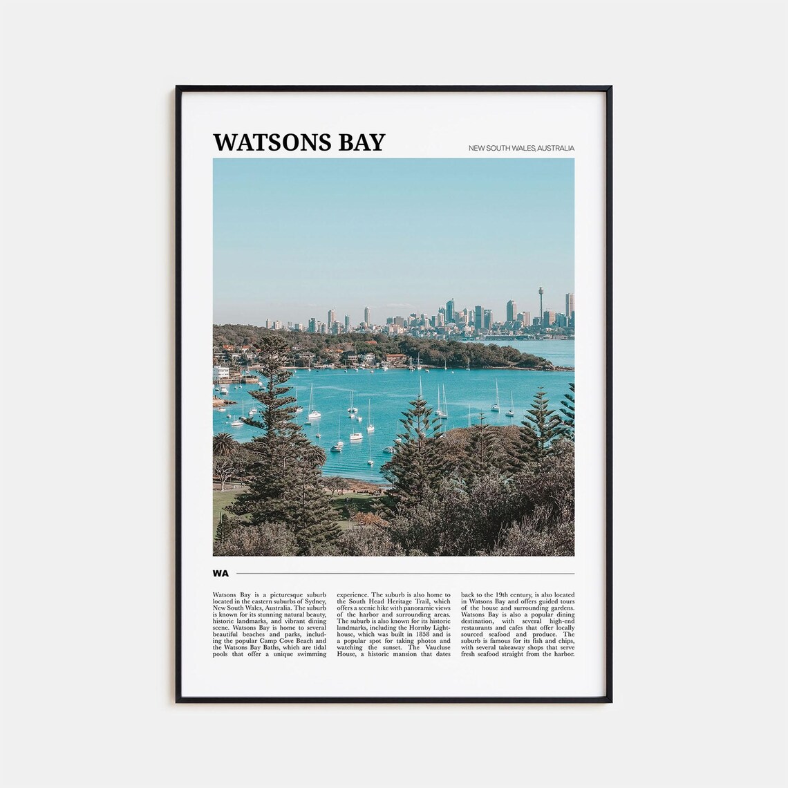 Watsons Bay Sydney Harbour Sailboats and Skyline Photography Poster
