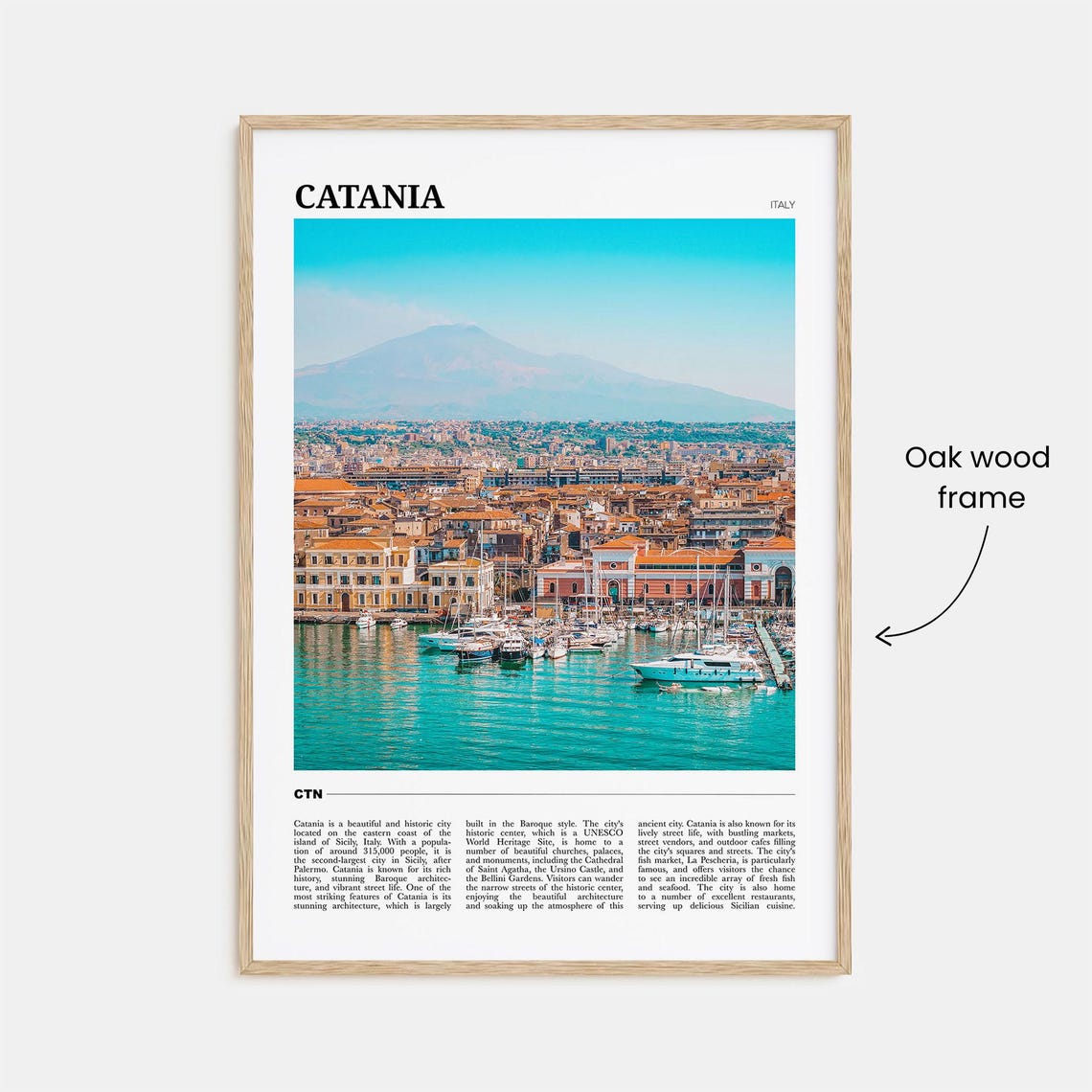 Catania Italy Sicily Harbor Mount Etna Volcano View Travel Poster - Image 3