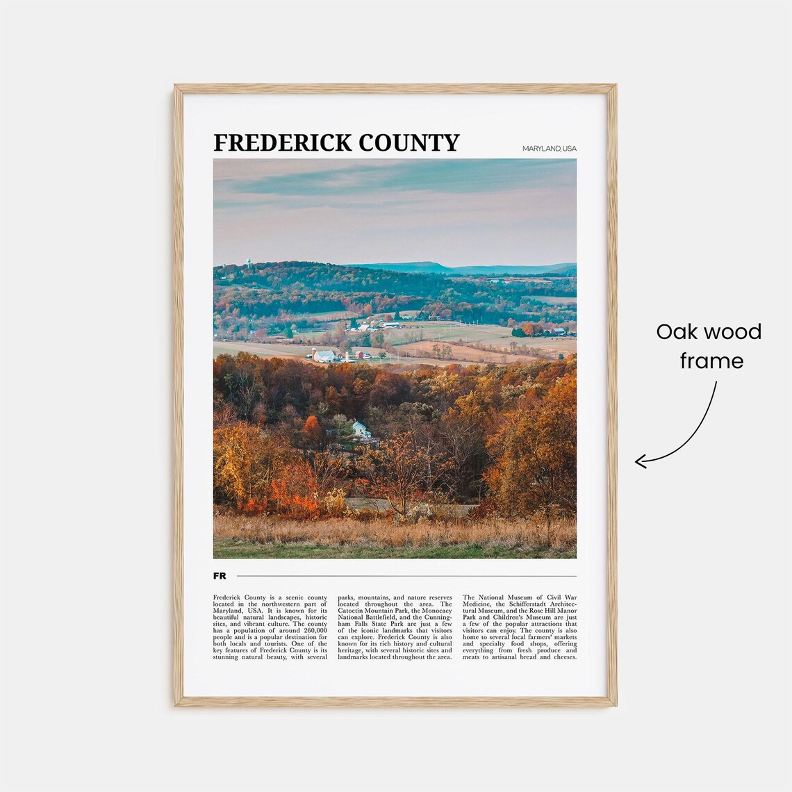 Frederick County Maryland Autumn Countryside Hills Travel Poster - Image 3