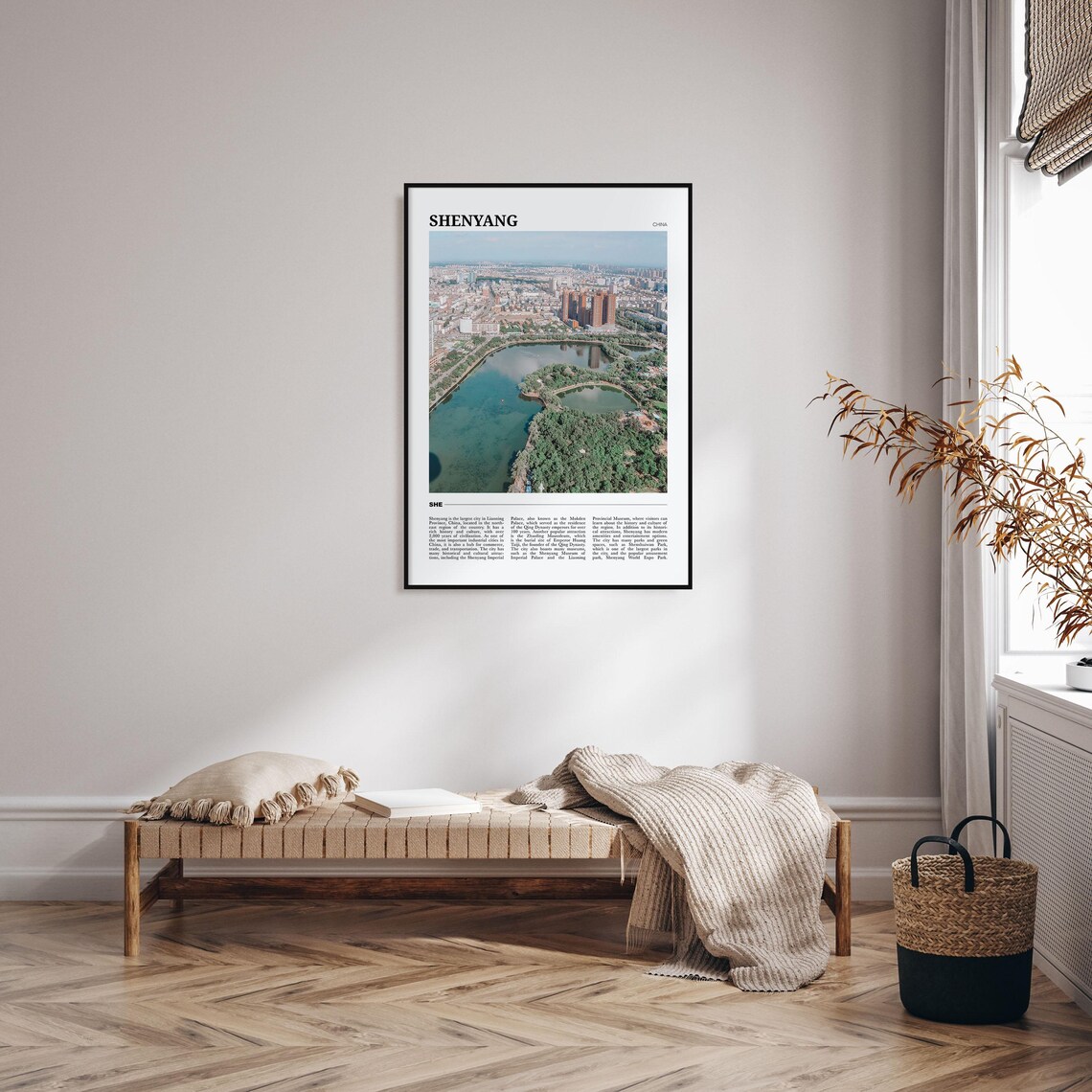 Shenyang China Aerial Cityscape Winding Lake Parkland View Poster - Image 4