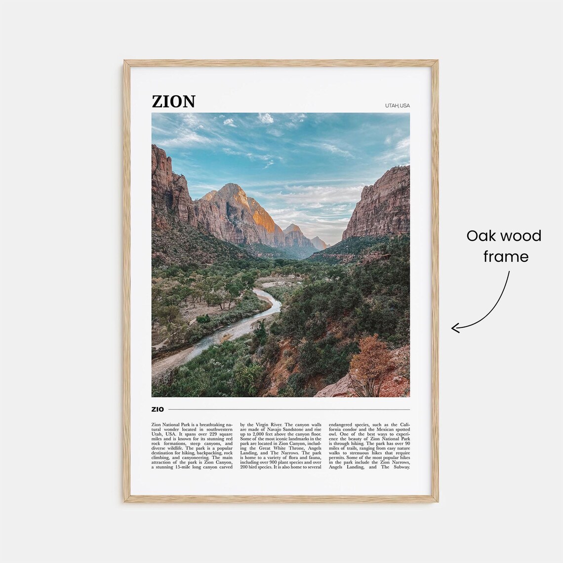 Zion National Park Photo Decor Poster Print - Image 3