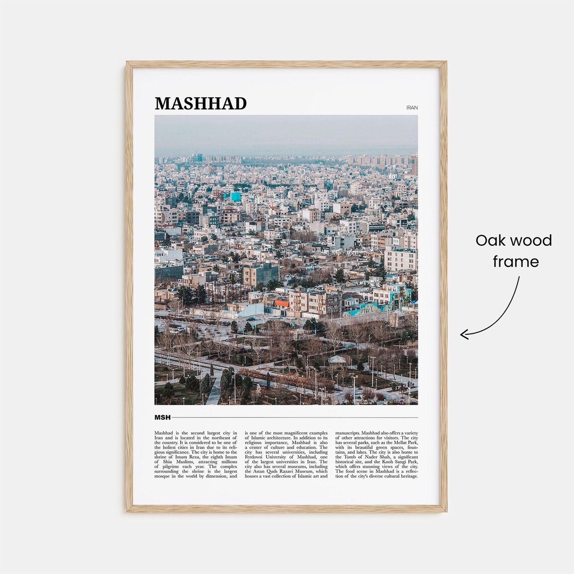 Mashhad Iran Aerial Cityscape Skyline Photography Travel Poster - Image 3