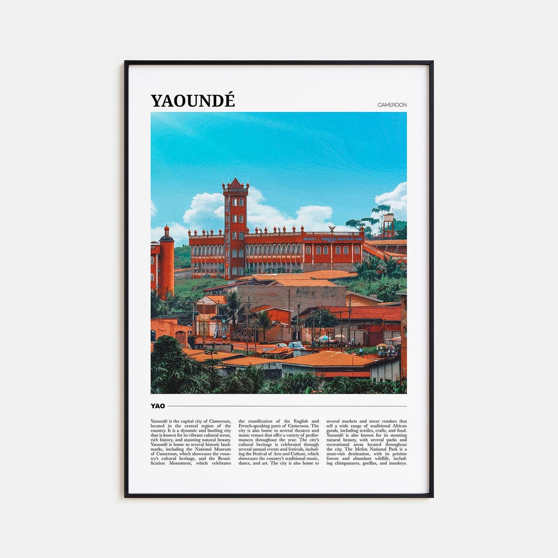 Yaounde Cameroon Red Roofed Landmark Cityscape Photo Travel Poster
