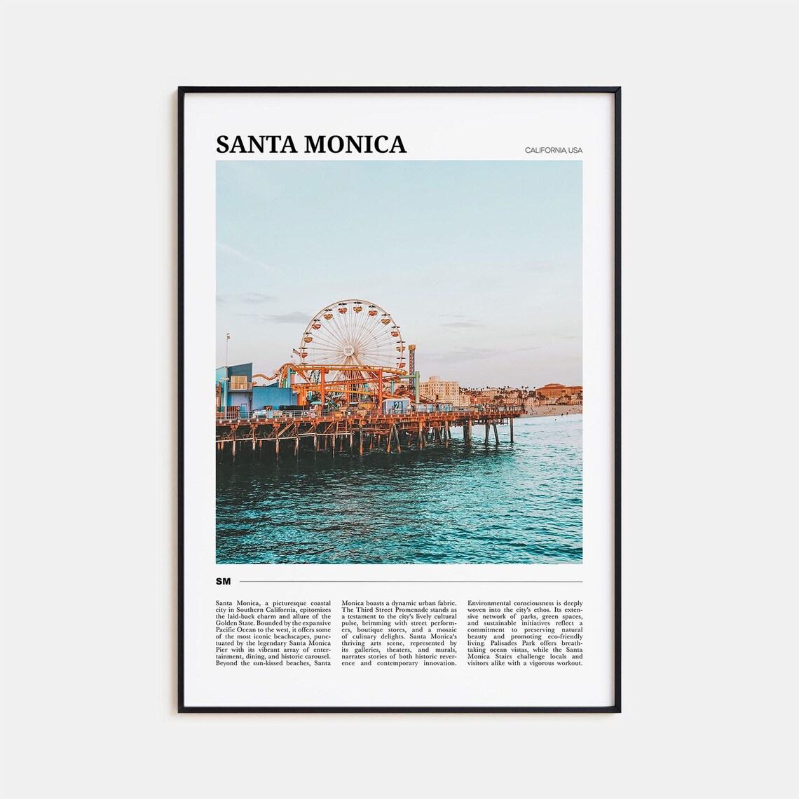 Santa Monica Travel Poster No 2 Santa Monica Wall Art Santa Monica Poster Print Santa Monica Photo Santa Monica Decor