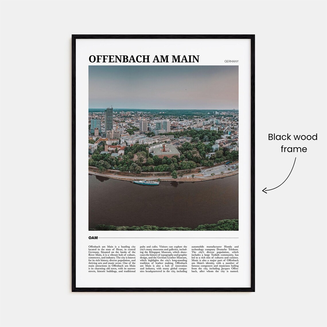 Offenbach am Main Germany Aerial River Cityscape Skyline Travel Poster - Image 2