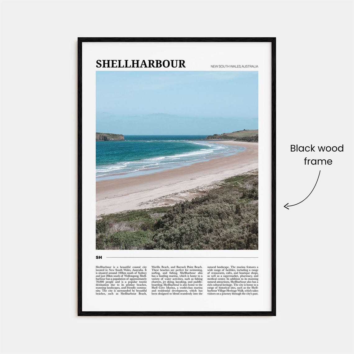 Shellharbour Australia Curving Sandy Beach Ocean Headlands Poster - Image 2
