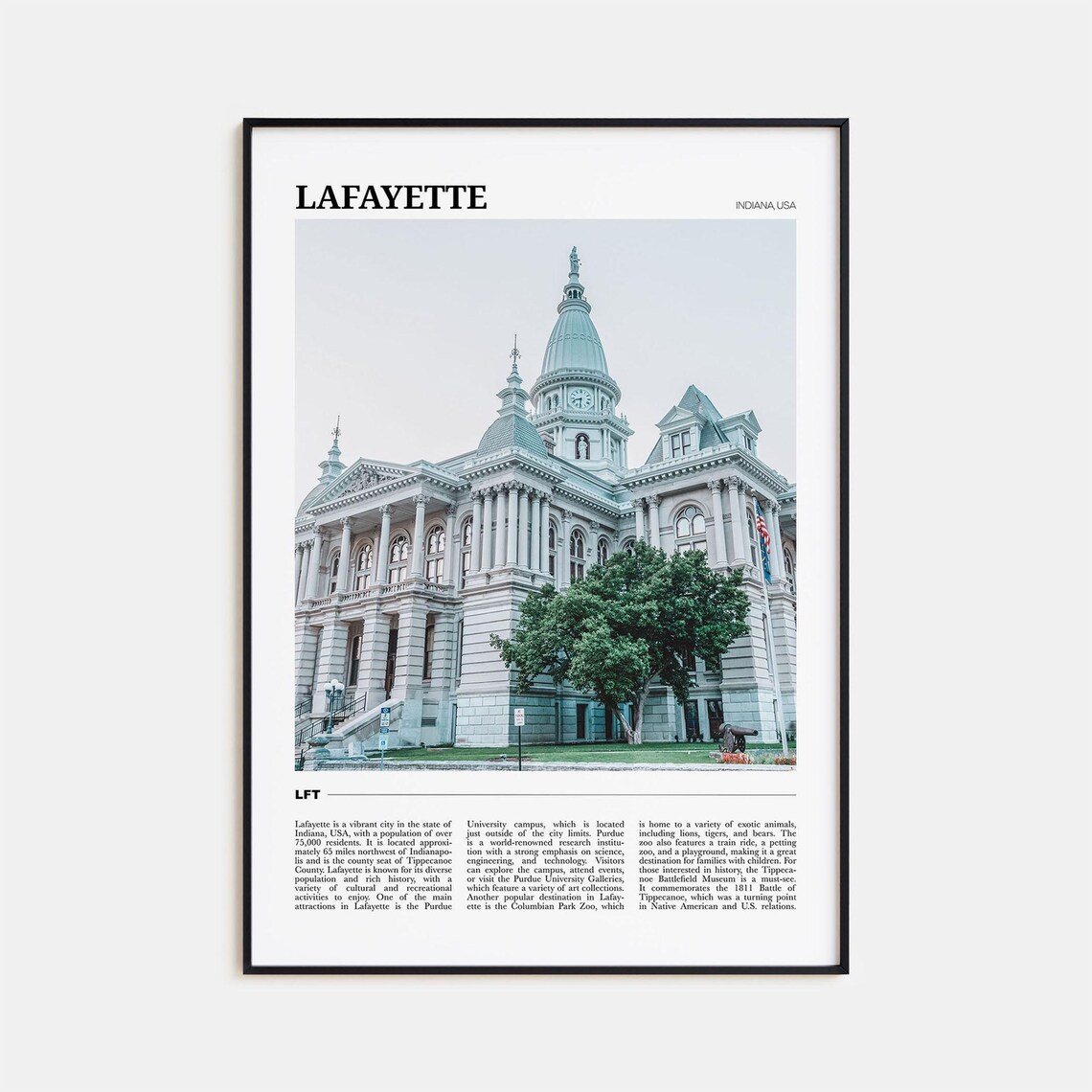 Lafayette Indiana Historic Courthouse Downtown City Landmark Poster