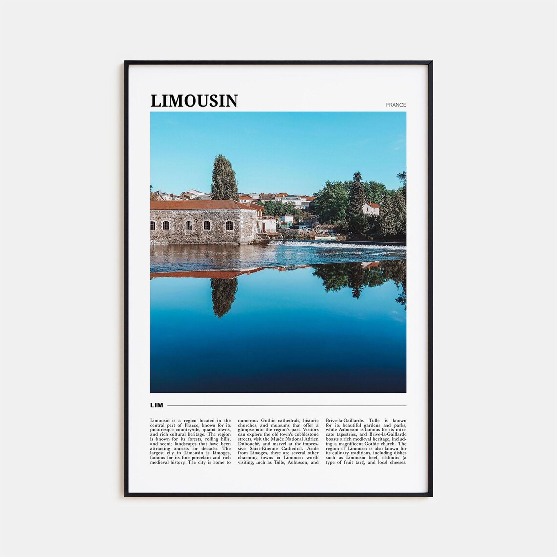 Limousin France Calm Riverside Old Town Travel Photography Poster