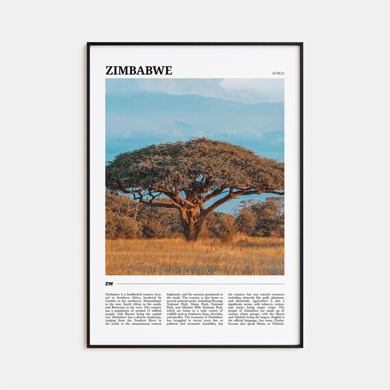 Zimbabwe Travel Poster Zimbabwe Wall Art Zimbabwe Poster Print Zimbabwe Photo Zimbabwe Decor Africa