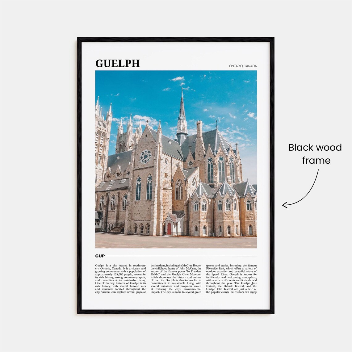 Guelph Ontario Canada Gothic Stone Church Spires Photo Travel Poster - Image 2