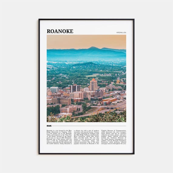 Roanoke Virginia Travel Poster, USA Wall Art