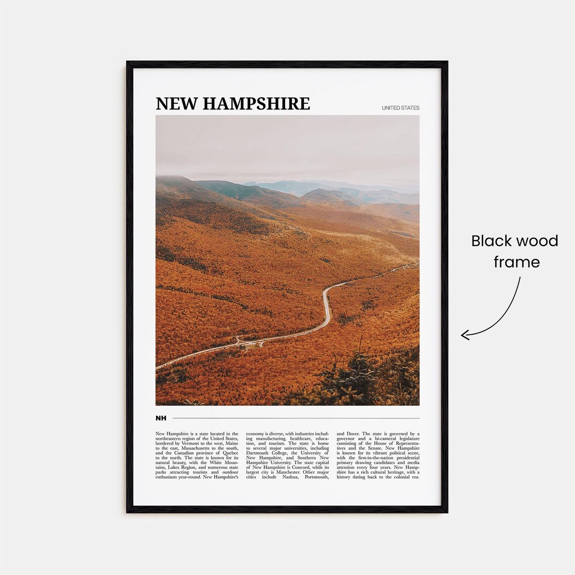 New Hampshire White Mountains Fall Foliage Aerial Travel Poster - Image 2